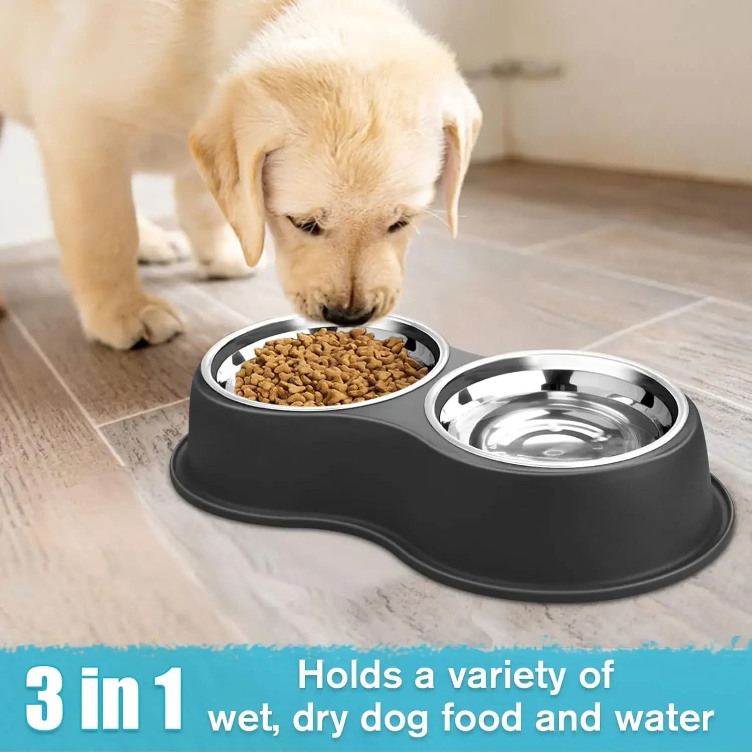 Ciotole per cani Ciotola per acqua e cibo Ciotola in acciaio inossidabile con stazione in resina antiscivolo, Ciotole per mangiatoia per animali domestici per cuccioli di cani di taglia media Gatti