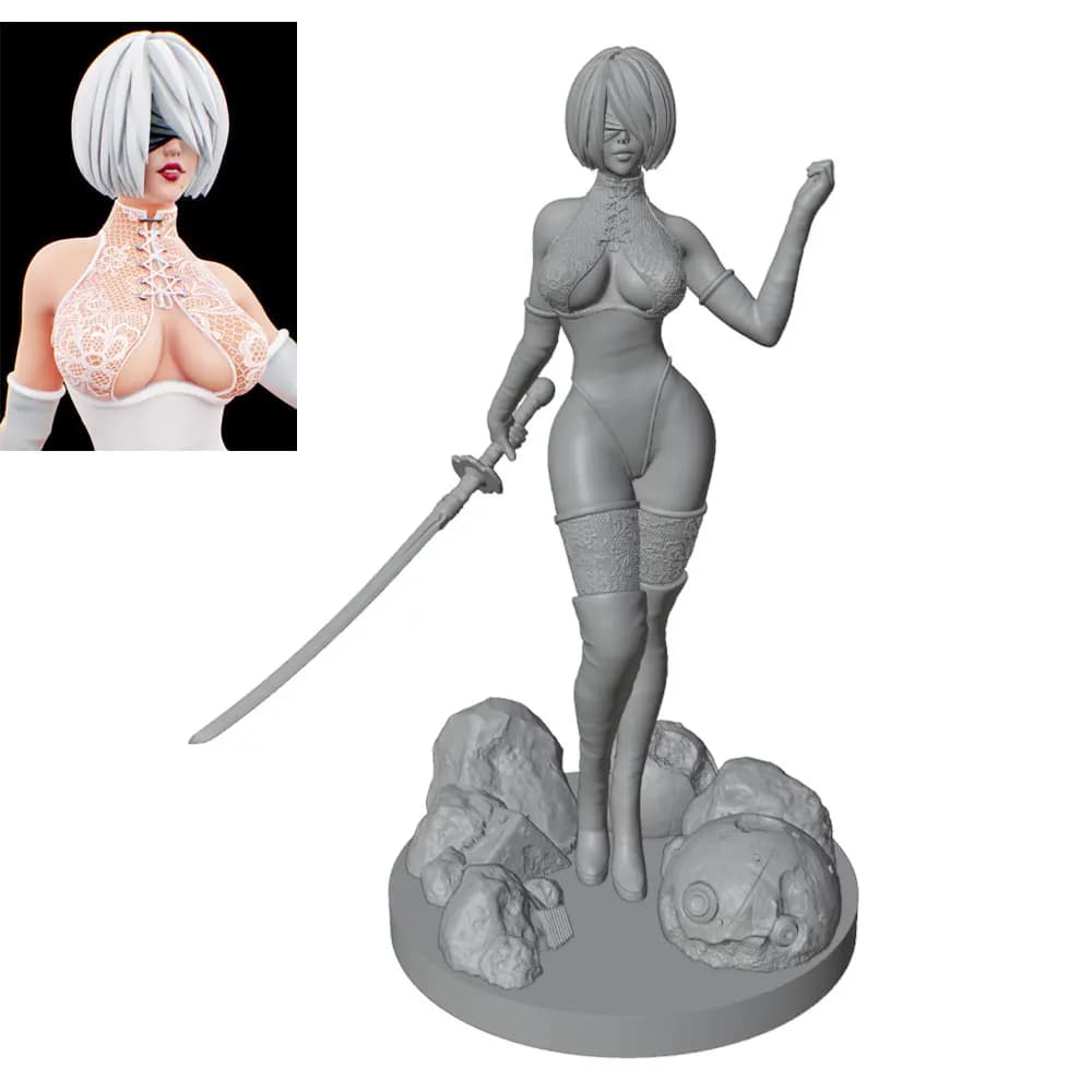Statua di personaggio anime in scala 1/24, miniatura GK, modello grigio stampato in 3D, collezione di bambole fai da te, non assemblata e non verniciata