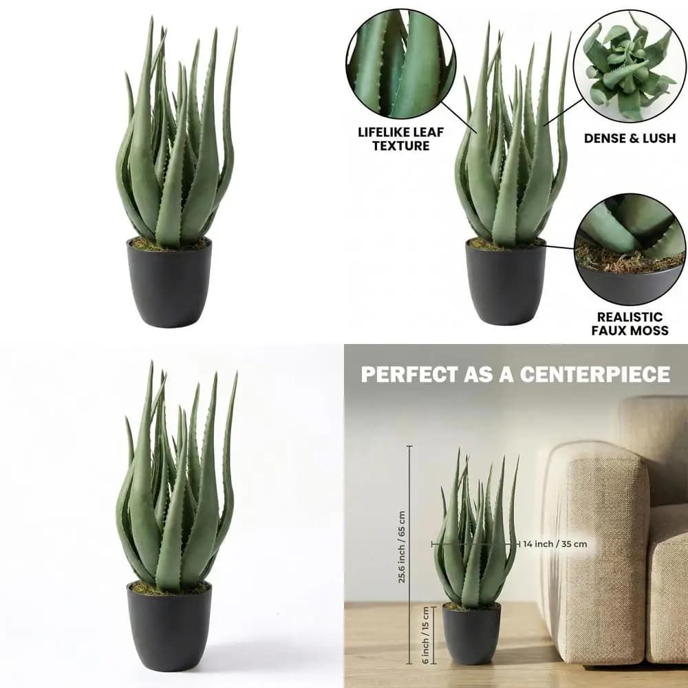 Artificial Plant of Aloe Vera 26-inch UV Rare Resistant - Cactus Succulento Durable for Interior and Outer Decorations