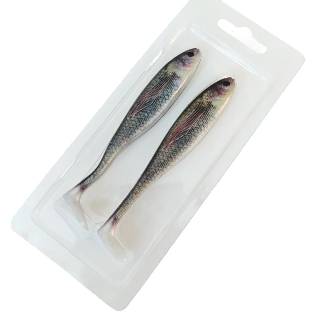 Swolfy 2 pz 12,5 cm 9g/11g Esche Artificiali Morbide Swimbait con Coda a Paletta, Esche in Plastica Morbida a Forma di Shad, Stampa 3D, Paillettes Colorate, Esche Morbide a Verme