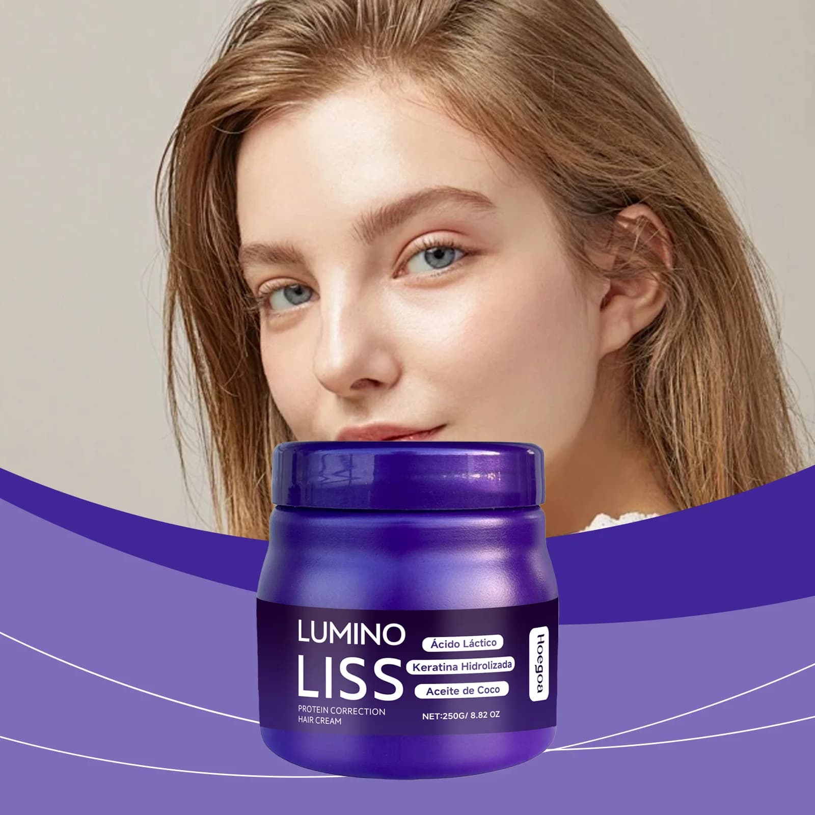 Crema Lisciante Proteica per Capelli con Bilanciamento del PH, Rafforza la Struttura dei Capelli, Riduce il Rischio di Danni da Calore
