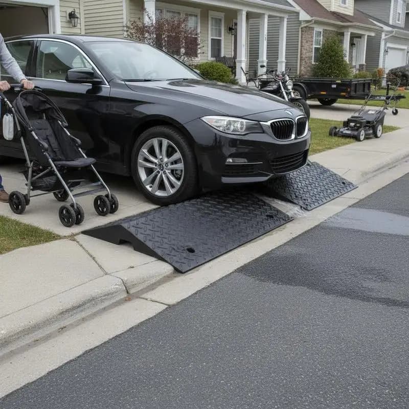 Heavy Duty Threshold Bridge 19x16x7 Inches For Wheelchairs Strollers Motorcycles, 7000 lbs Load Capacity Drainage Channel Design Portable Vehicle Access Ramp 2 Pack