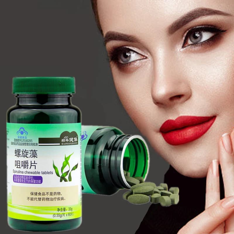 1 bottle 60 pills Spirulina rich in protein Multi vitamins wafer algae Spirulina powder Anti-fatigue weight loss