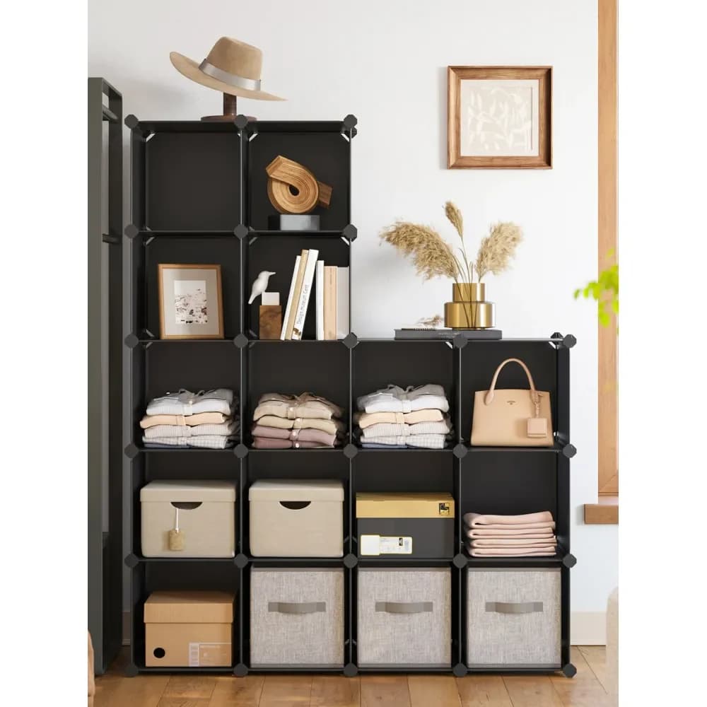 Organizzatore a cubi, scaffale a 16 cubi, organizer e contenitori per armadi, organizzazione della stanza, scaffalature a cubi per camera da letto e soggiorno