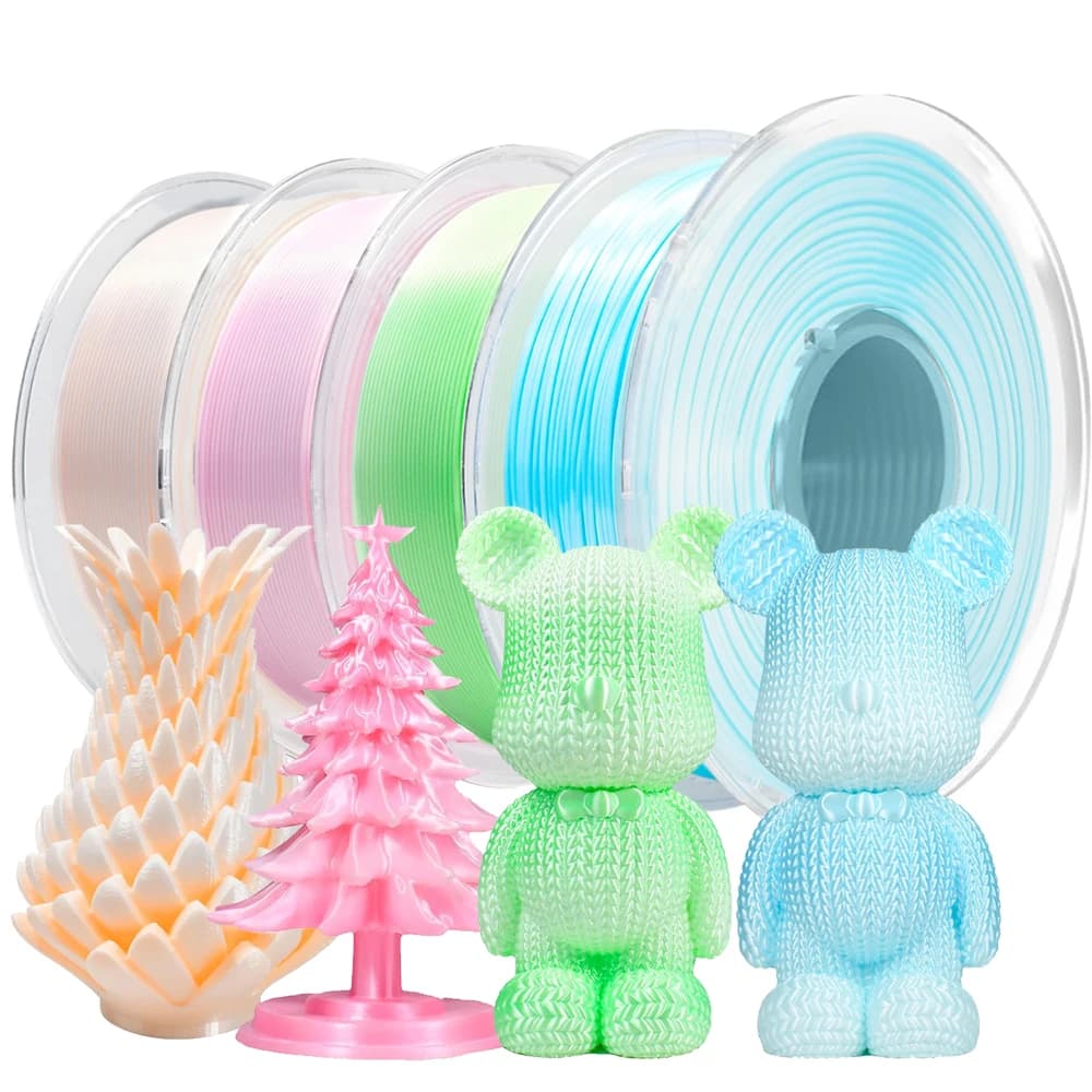 Cambia colore Filamento Seta PLA 1,75mm 1kg 500g 250g Stampante 3D Materiale plastico Filamento multicolore Grediente PLA Blu Bianco