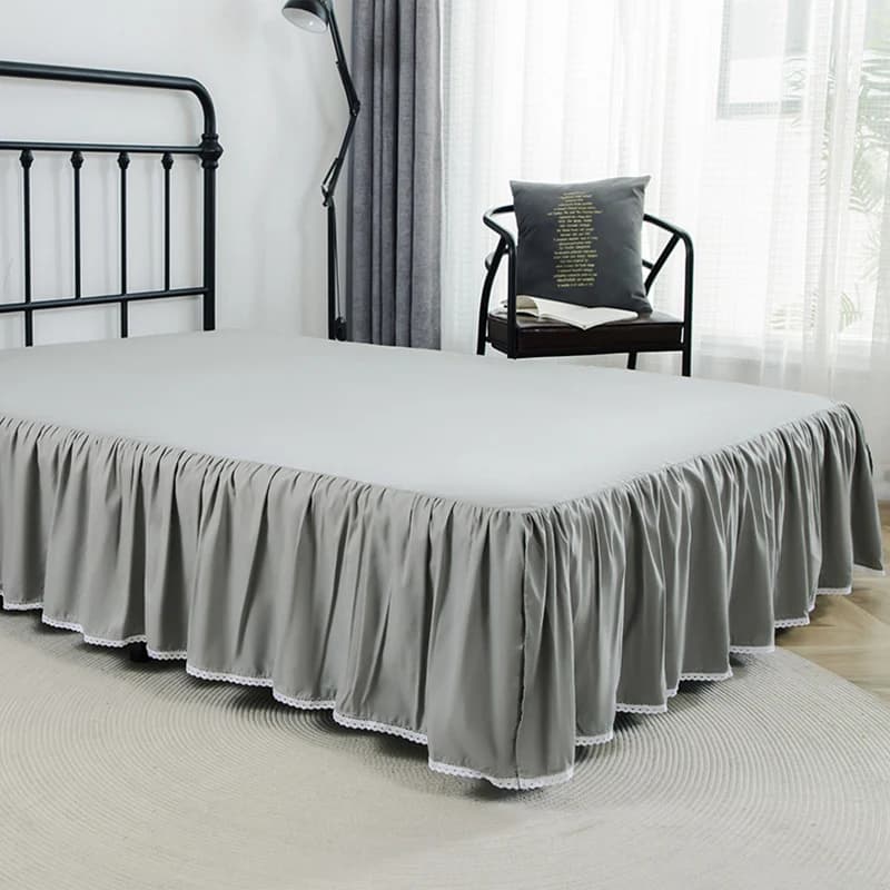 Copriletto elastico in stile moderno con volant Gonna da letto traspirante antiscivolo antipolvere Protezione per materasso in tinta unita Queen King