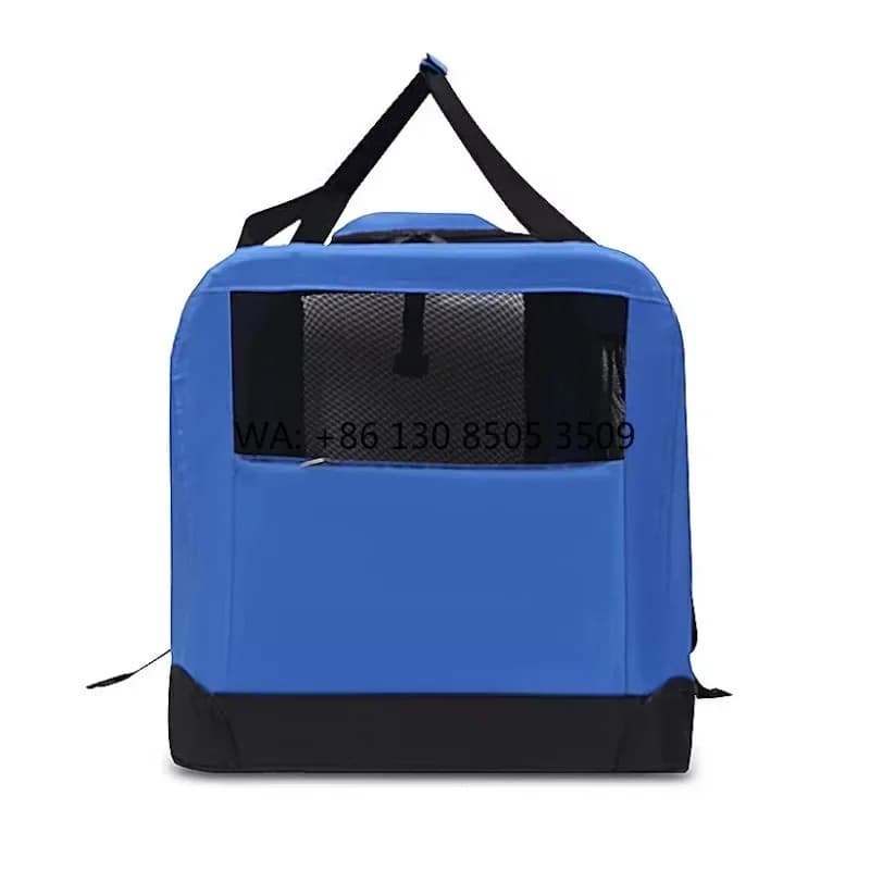 High Quality Oxford Pet Travel Bag Fashionable Square Shoulder Foldable Cat Carrier with Zipper Closure Solid Pattern