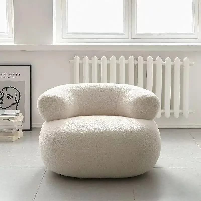 Sgabello per divano creativo Sedia con schienale piccolo per uso domestico Sedile rotondo Borsa morbida in lana di agnello Sgabello basso Sgabelli per il cambio delle scarpe da ingresso