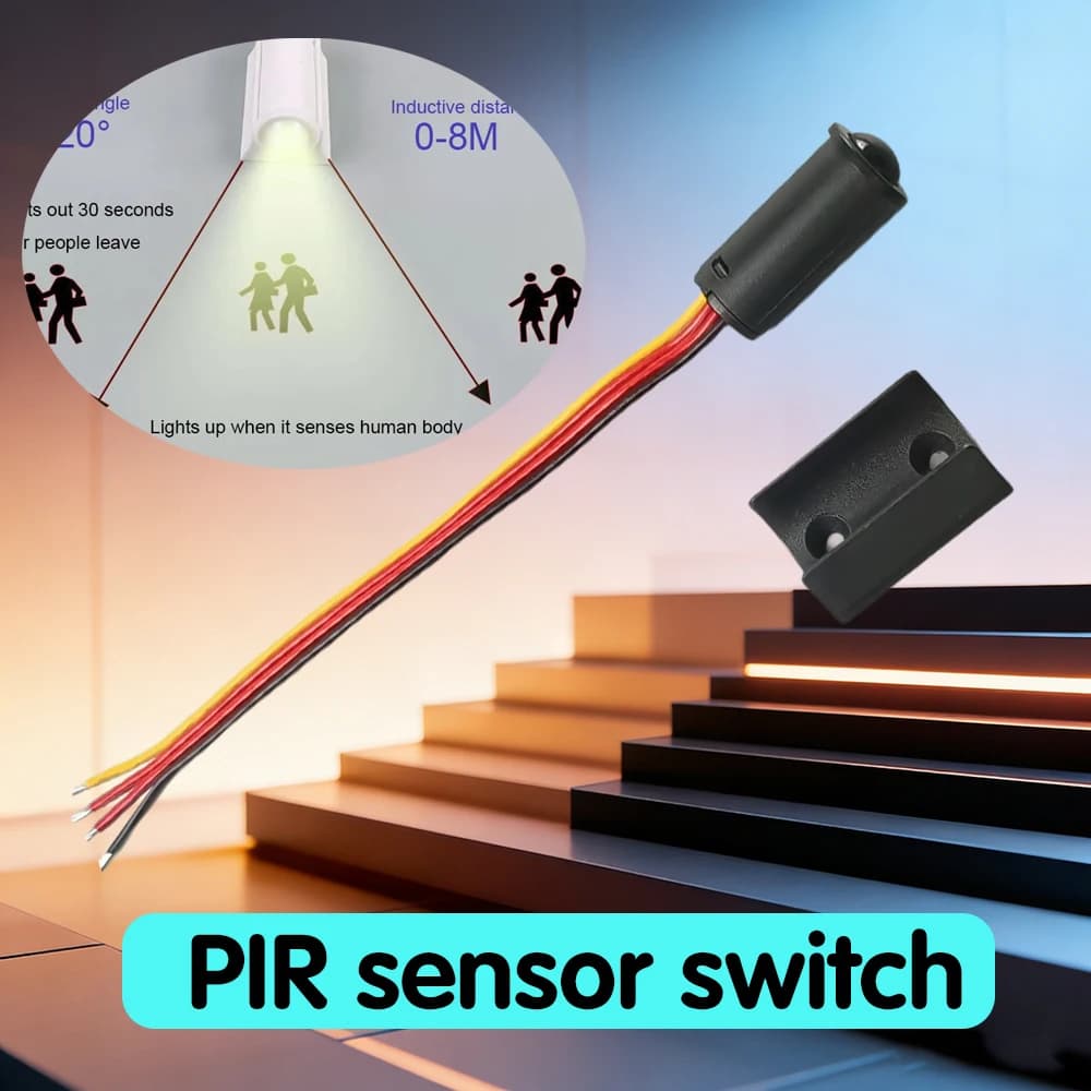 Sensore di Movimento a Infrarossi MINI DC5V 12V 24V per Rilevamento Animali Domestici e Induzione del Corpo Umano, Accensione/Spegnimento Automatico con Ritardo di 30s, Sensore PIR