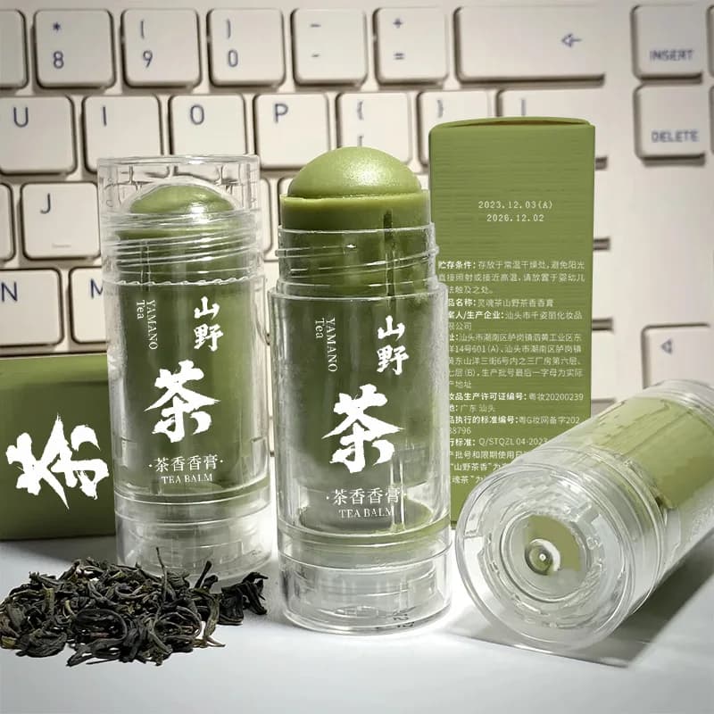Fragranze al tè e al legno di sandalo Balsamo solido Balsamo per il corpo Fragranza duratura Fragranze leggere Deodoranti per il corpo freschi Portatile da viaggio