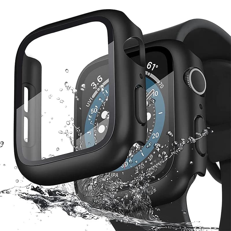 Vetro temperato + copertura per Apple Watch 41mm 45mm 44mm 40mm 42mm 38mm PC paraurti Custodia protettiva per schermo iWatch serie 6 5 4 se 7 8 9
