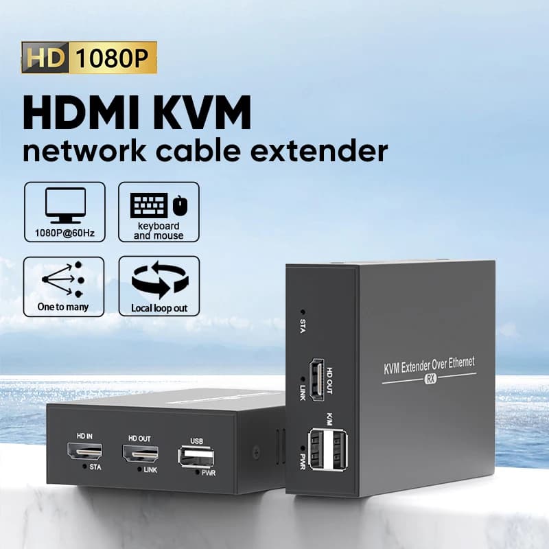 Extender KVM HDMI su IP da 150M, Extender HDMI USB tramite rete Ethernet Cat6 RJ45, HDMI USB su UTP/STP, supporta mouse e tastiera USB
