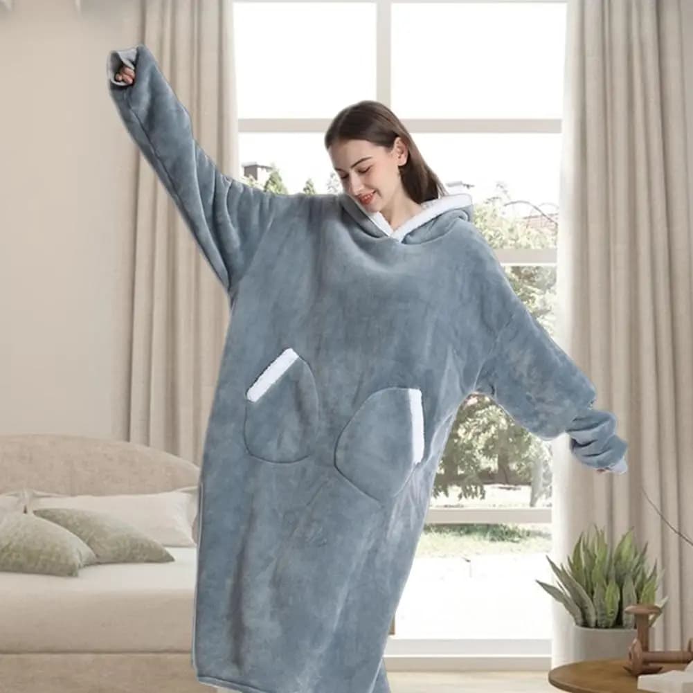 Coperta Indossabile Oversize, Coperta Oversize per Adulti, Felpa con Cappuccio Indossabile, Coperta Morbida, Abbigliamento Invernale da Interno con Maniche