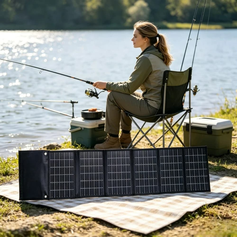 High Light Absorption ETFE 50W 90W Foldable Solar Charger Portable Solar Power Bank Dual USB DC Waterproof Output For Travel