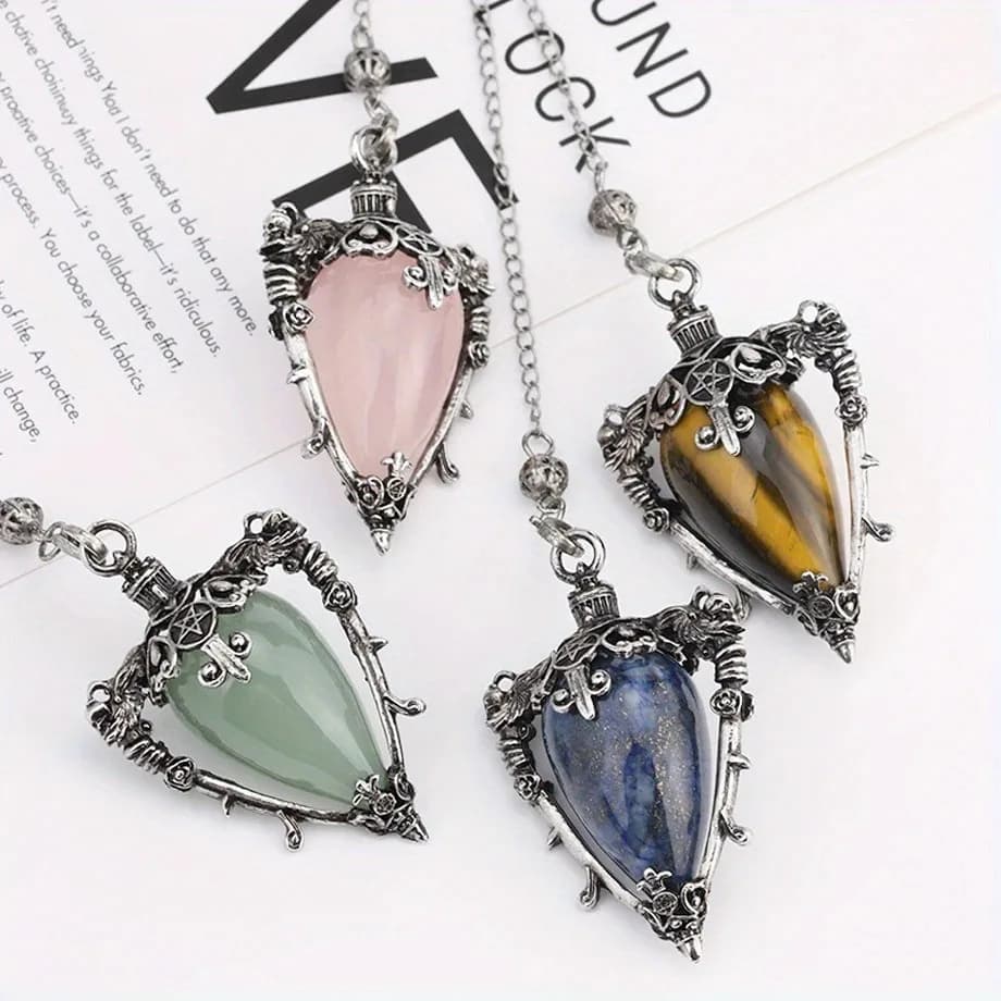 1pc lampada magica pendenti pendolo pietra naturale placcato argento charms mascotte amuleto gioielli di moda per le donne