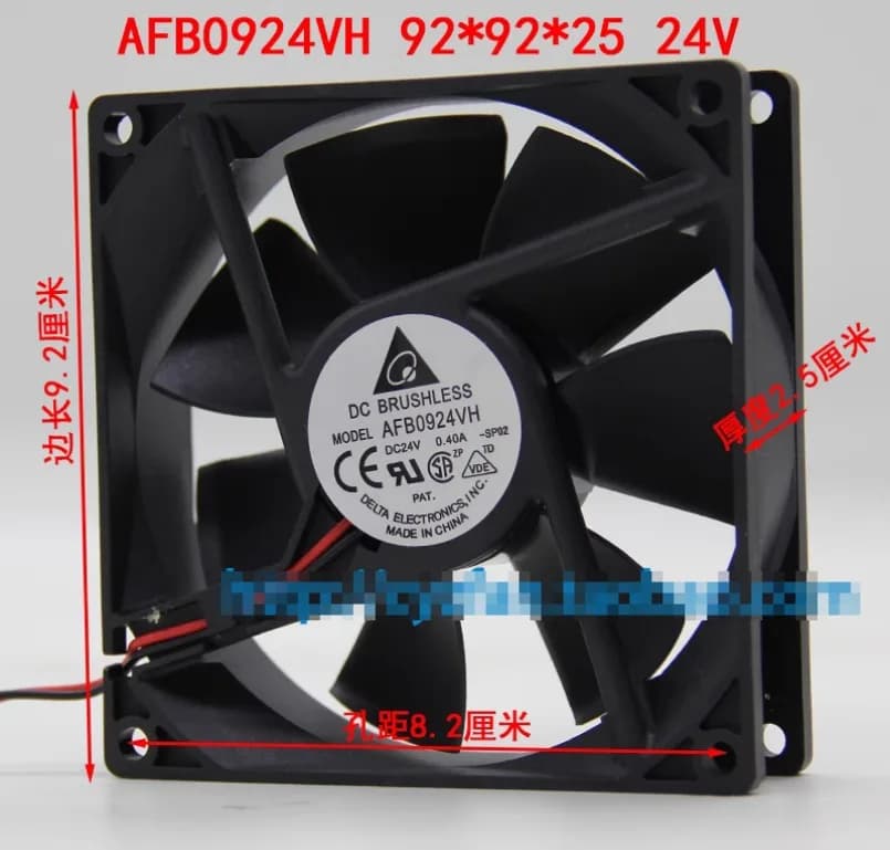 Delta AFB0924VH SP02 Ventola di raffreddamento a 2 fili CC 24 V 0,40 A 92 x 92 x 25 mm
