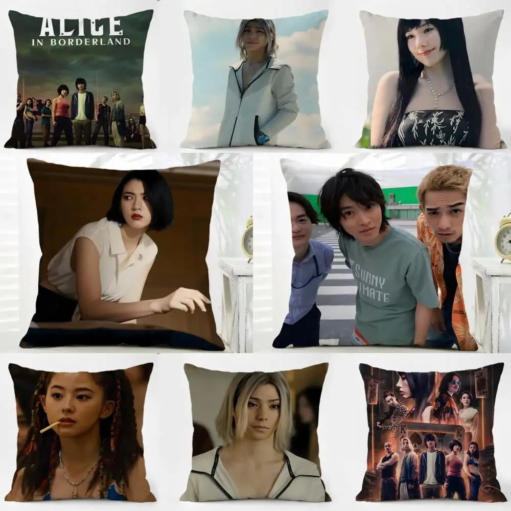 A-Alice in Borderland Fodera per cuscino in tessuto morbido e delicato con cerniera nascosta