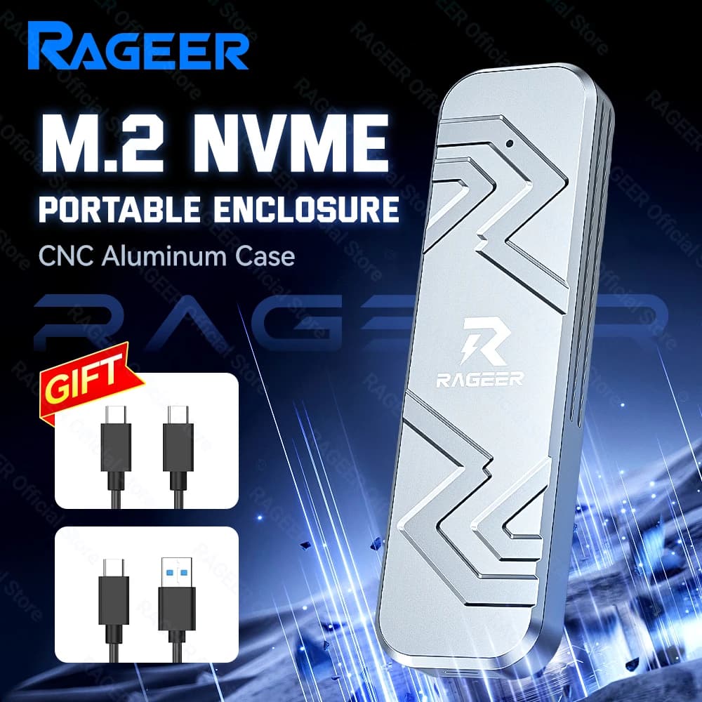 RAGEER M.2 NVMe SSD Adattatore per custodia M2 SSD Custodia 10 Gbps USB 3.2 Gen2 Custodia in alluminio Custodia esterna da USB-A a C&C a C