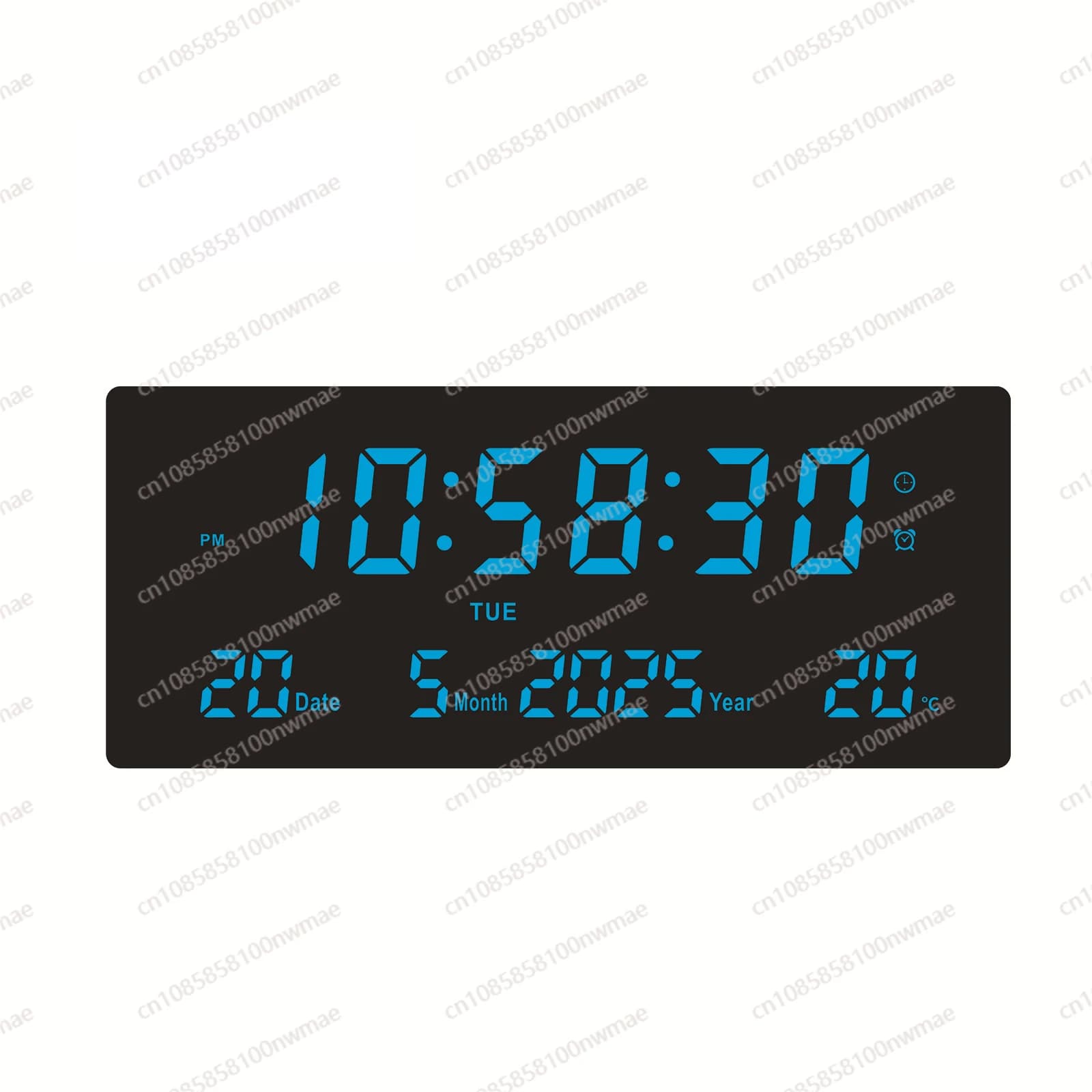 New digital watch with 15 inch rectangular luminescent diode with 8 alarm clock ABS wall clock with time transmission
