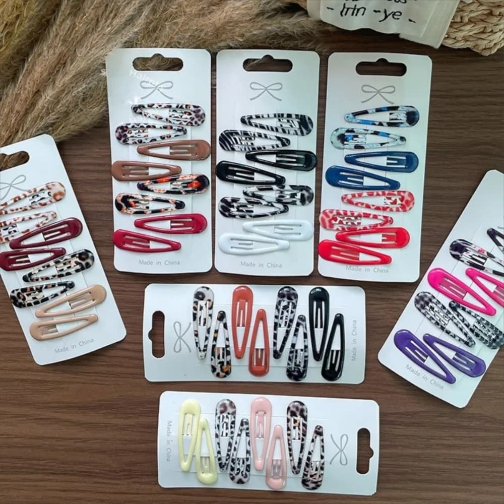 8pcs/Set Fashion Leopard Print Hair Clips Cute Sweet Simple BB Clips Geometric Hair Clips Hair Accessories