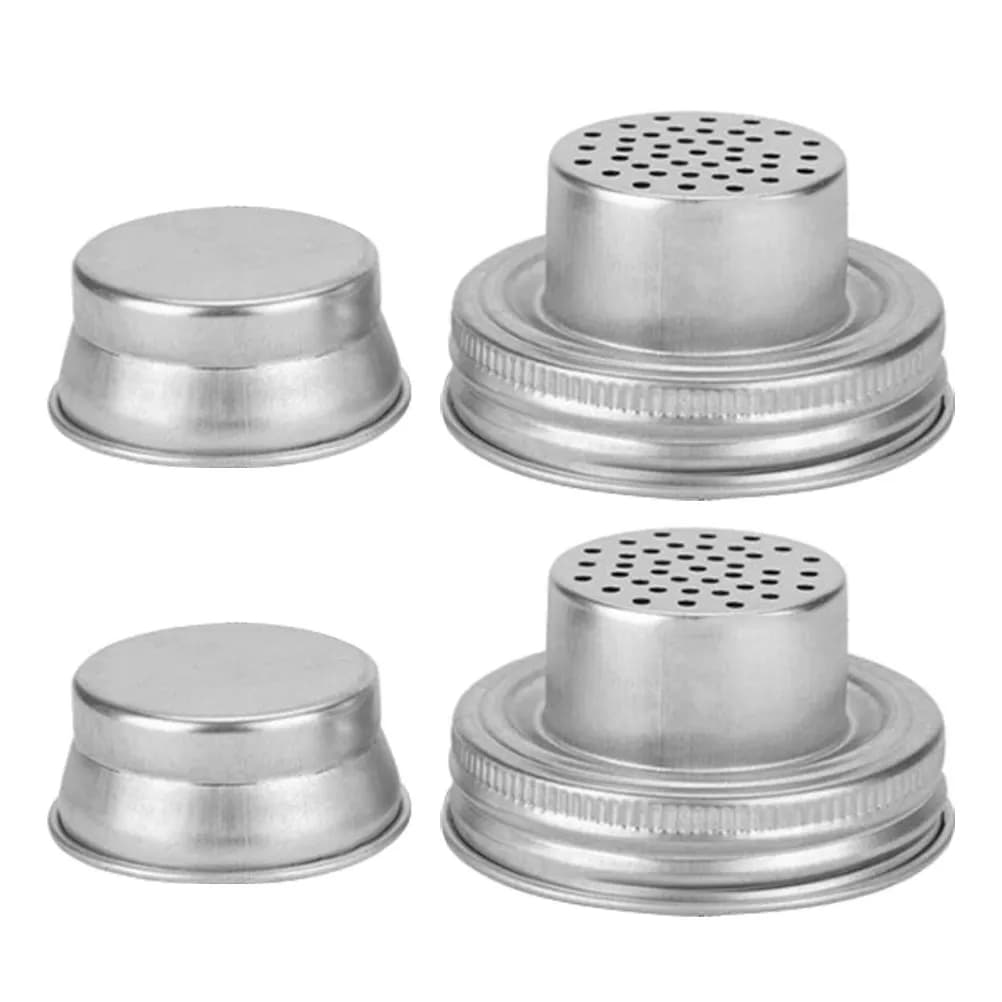 2 Pezzi Coperchi Dosatori per Barattoli Mason in Acciaio Inossidabile, Tappi Sigillanti Ermetici per Barattoli da Conserve, Dispenser per Sale, Pepe, Farina, Spezie, Coperchi per Cocktail