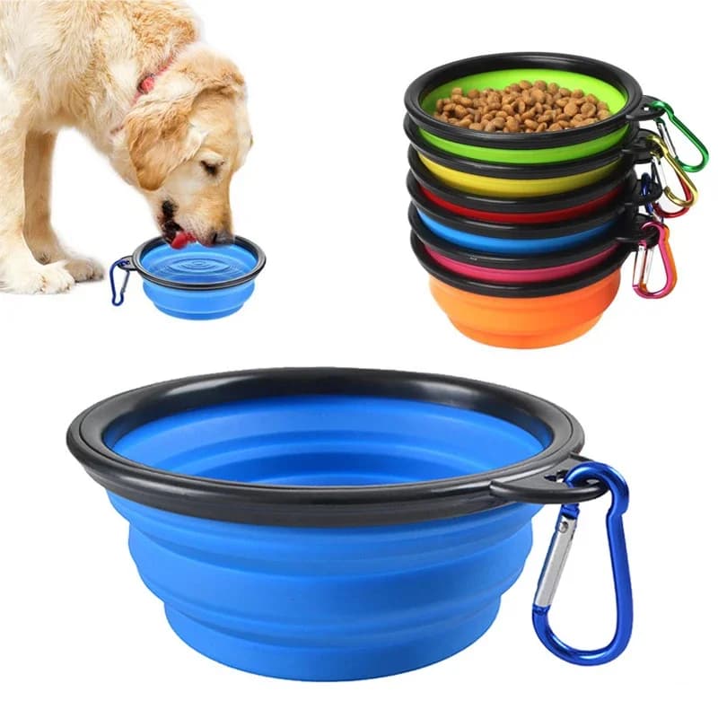 Ciotola per mangiatoia per cani in silicone da 1000 ml con moschettone Ciotola pieghevole per gatti Forniture per alimentazione per cani da viaggio Contenitore per acqua alimentare Accessori per animali domestici