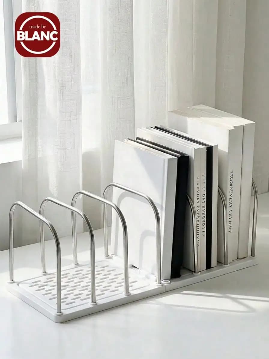 1 libreria da scrivania in metallo e PP | Base Antiscivolo + Divisori Regolabili per Separazione Verticale, Supporto per Libri Piccolo | Portaoggetti da Scrivania Moderno e Minimalista per Ufficio | Organizzatore di Documenti Postali | Scaffale portaoggetti da scrivania per dormitorio studentesco | Articoli per la casa/Cosmetici/Organizzatori per libri