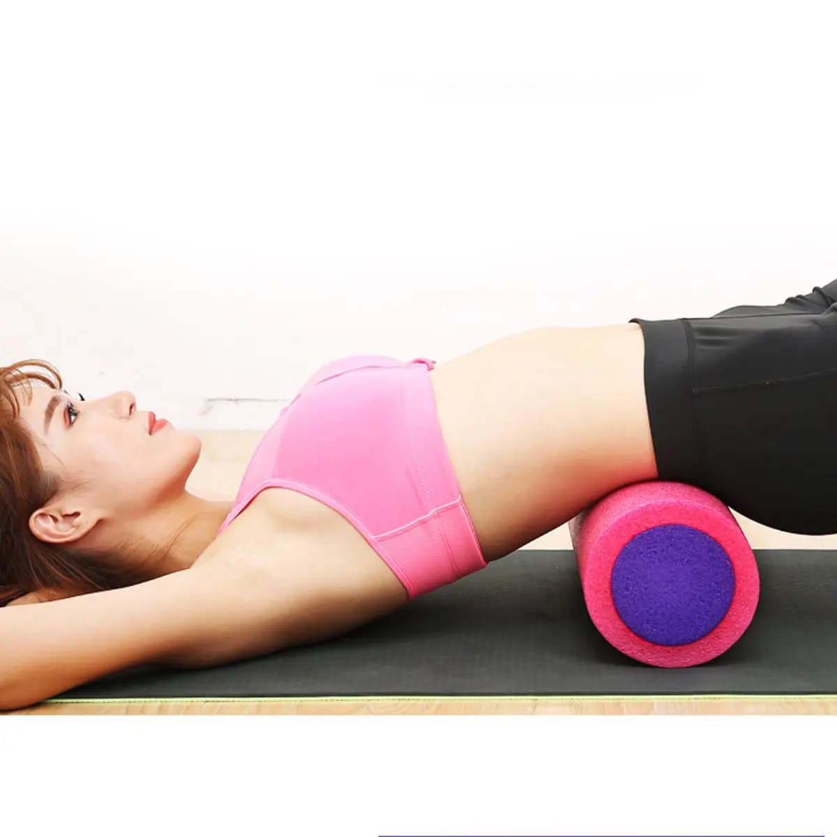 Durable Foam Yoga Roller, Balance Massage Tool, Rose 30x15cm, Relax Muscles and Improve Circulation