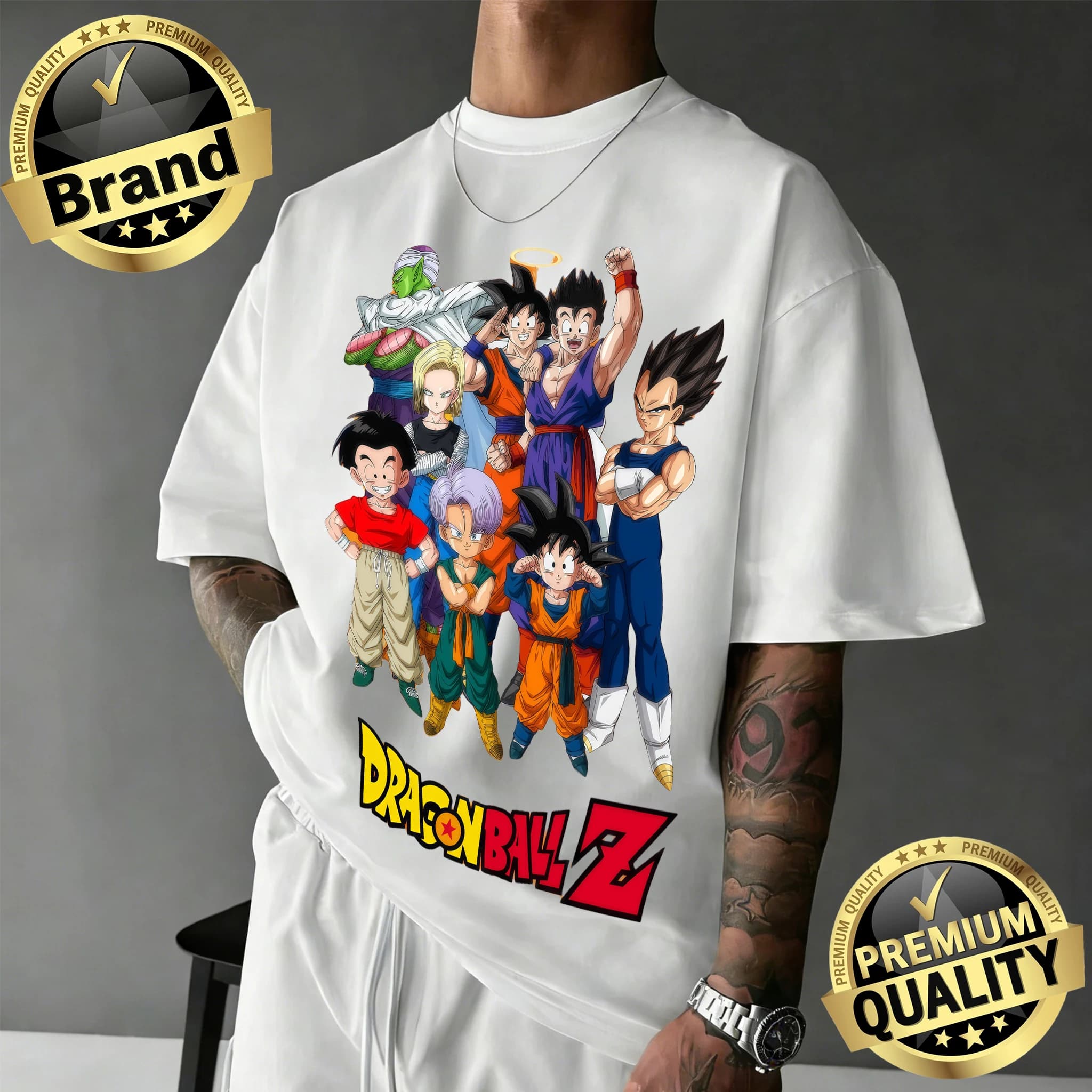 Nuova Collezione 2026: T-shirt in Cotone Dragon Ball Z Unisex Oversize con Grafica Vintage Heroes Team per Fan di DBZ, Vestibilità Casual, Top Anime