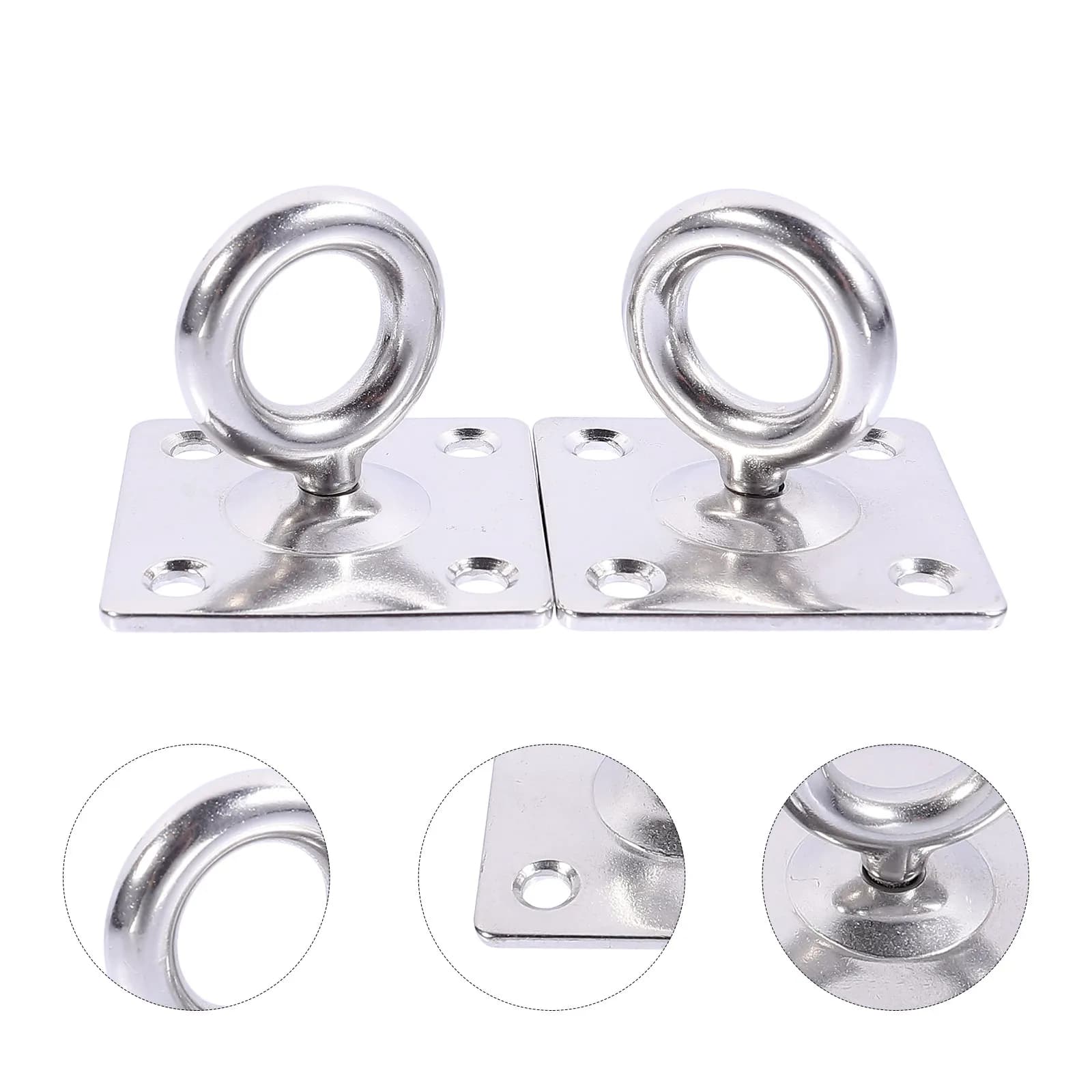 2Pcs High Strength M8 Suspension Ceiling Hook Stainless Steel Eye Plate Hanger for Hanging Rings Yoga Swings Therapeutic Massage