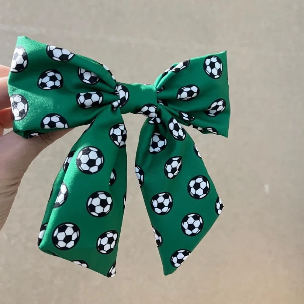 Spring Clip Colorful Football Pattern Bow Hair Clip Fashion Elastic Fashion Hair Accessories Soft Cute Hairpin Game Day