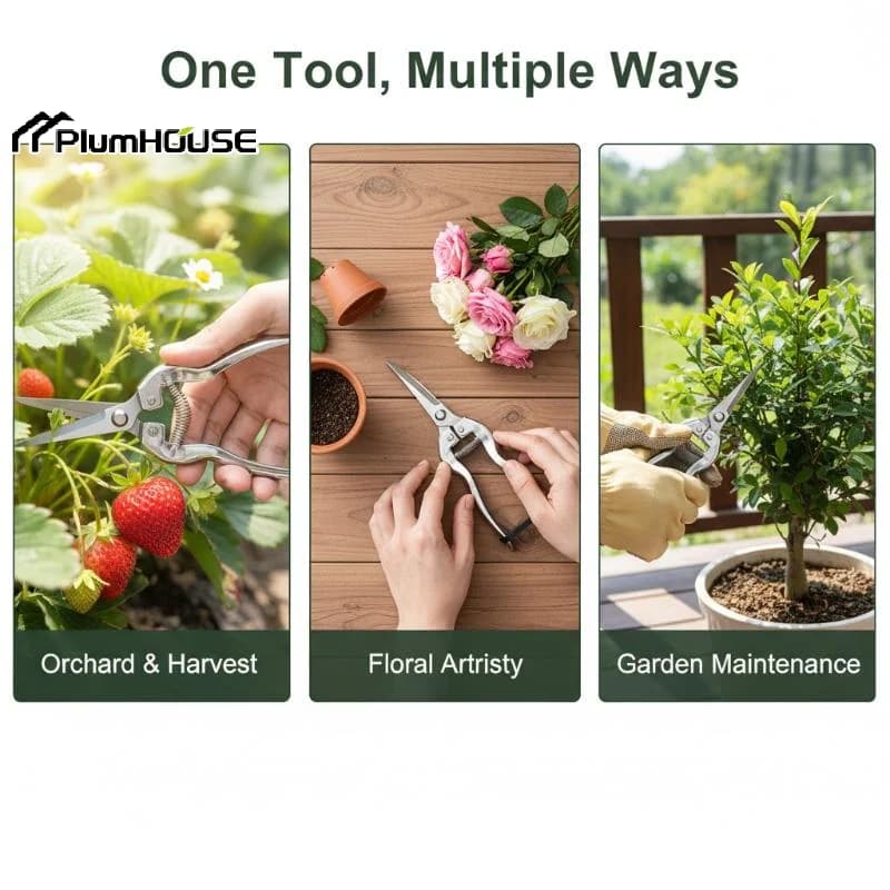 Stainless Steel Pruning Shears Precision Blades Non Slip Handles & Durable For Garden Trimming Branches Fruit