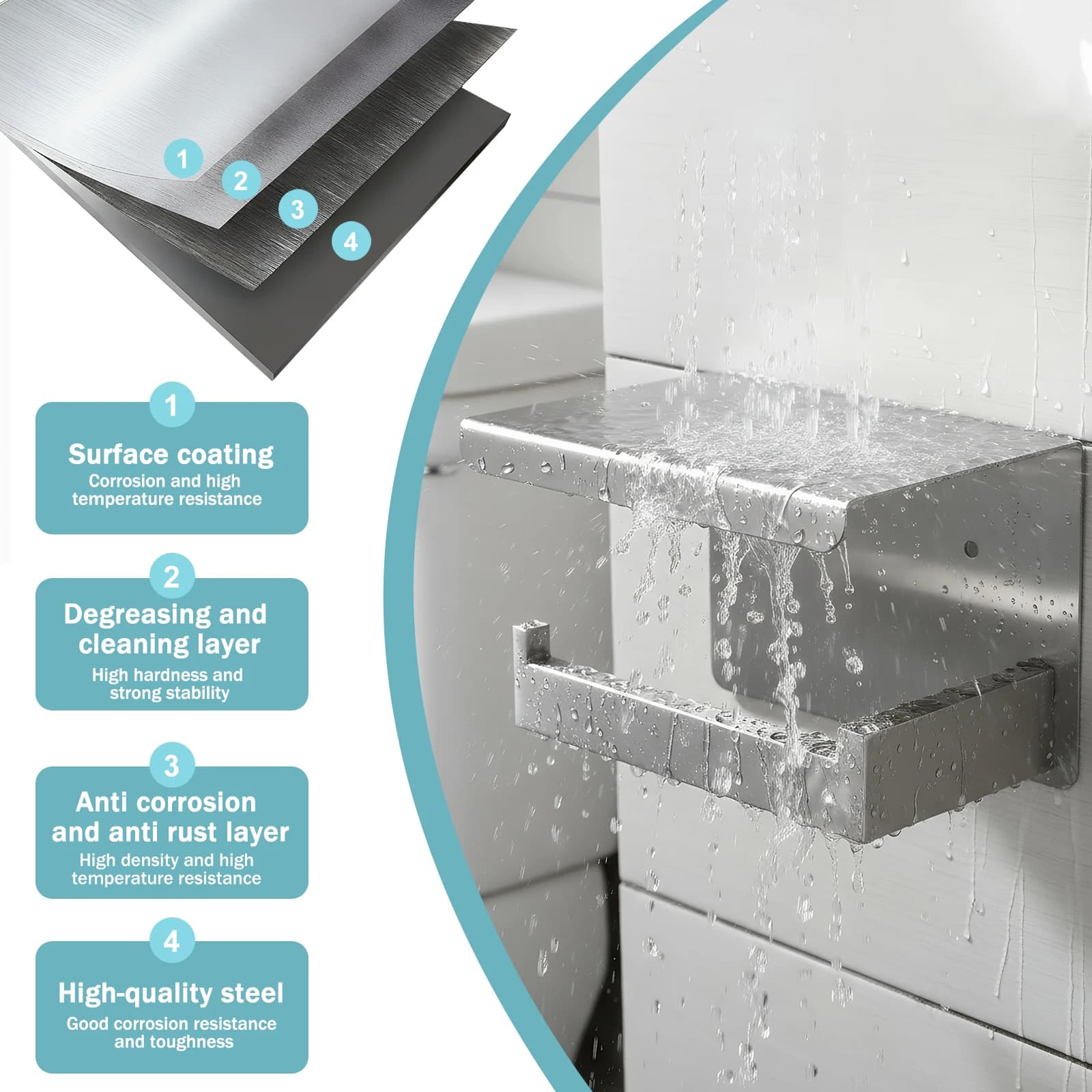 Set di 20 Accessori per Bagno in Acciaio Inossidabile, Set Portasciugamani, Ganci, Anelli e Porta Carta Igienica