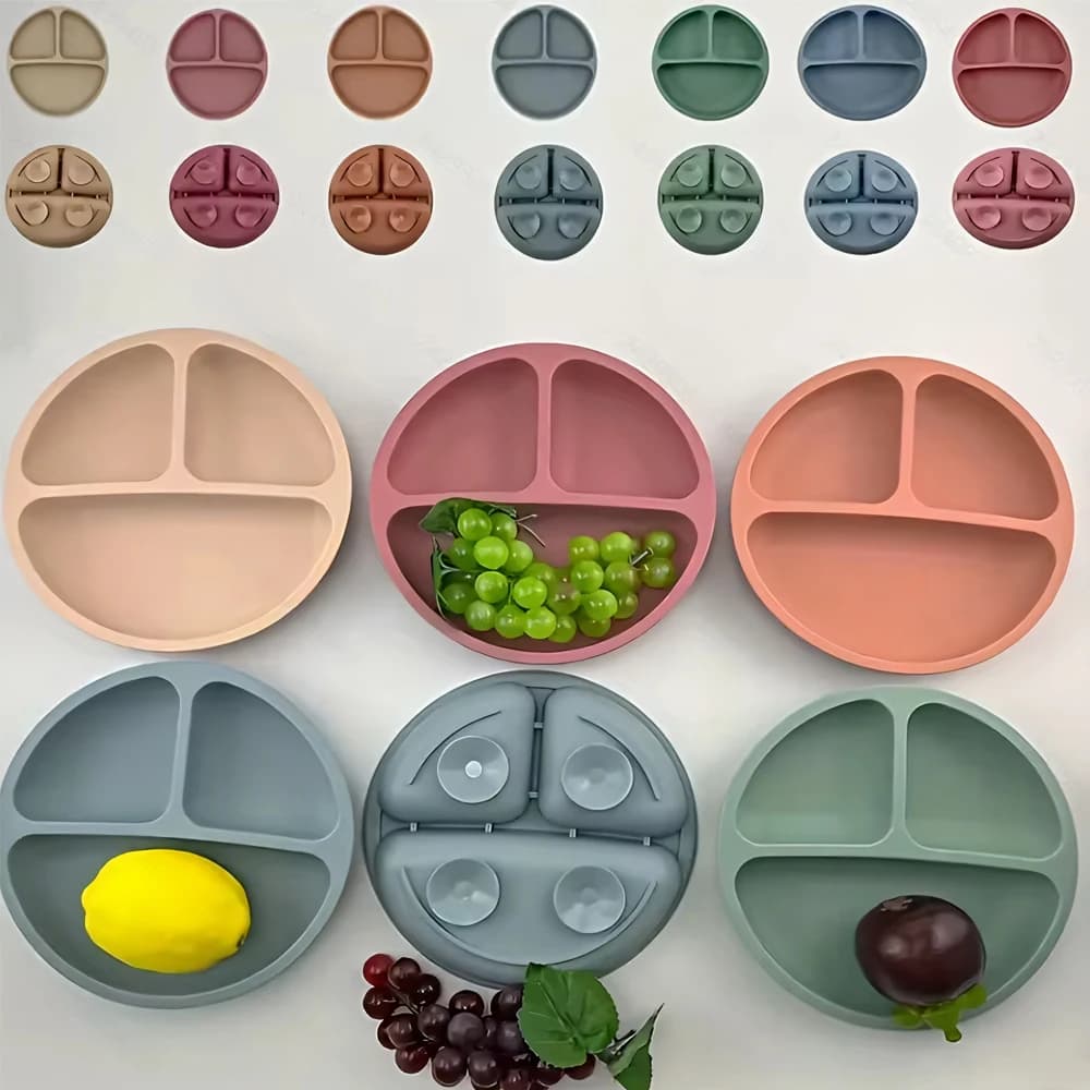 1PCS Baby Sucker Silicone Dining Plate BPA Free Children Dishes Suction Toddle Training Tableware Kids Feeding Bowls Baby Stuff