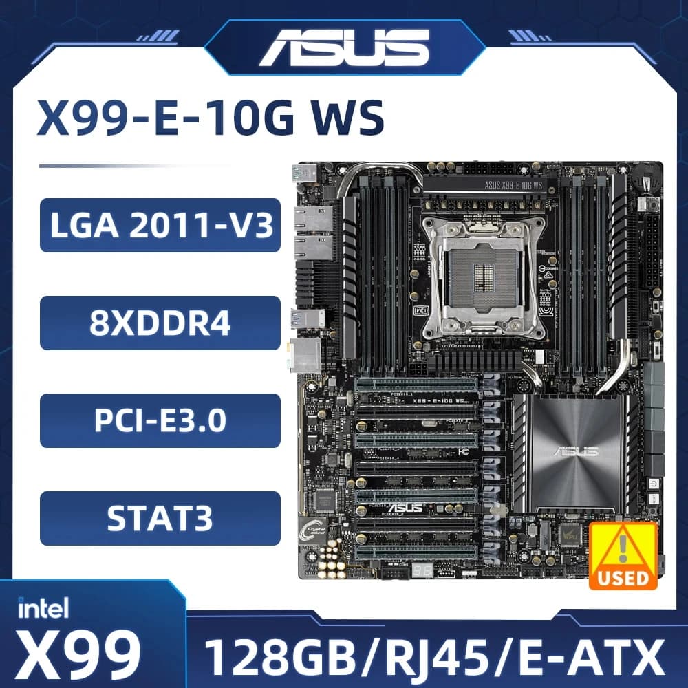 Scheda madre per workstation ASUS X99-E-10G WS Intel X99 Socket 2011-v3 7×PCI-E X16 M.2 USB 3.1 PCIe 3.0 8xDDR4 128GB E-ATX