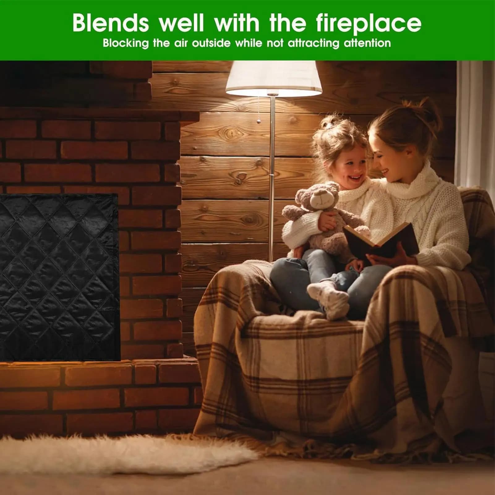 Fire Place Cover For The Living Room Magnetic Heat Loss Blocker Heat Loss Blocking Blanket For Christmas Winter Summer Living