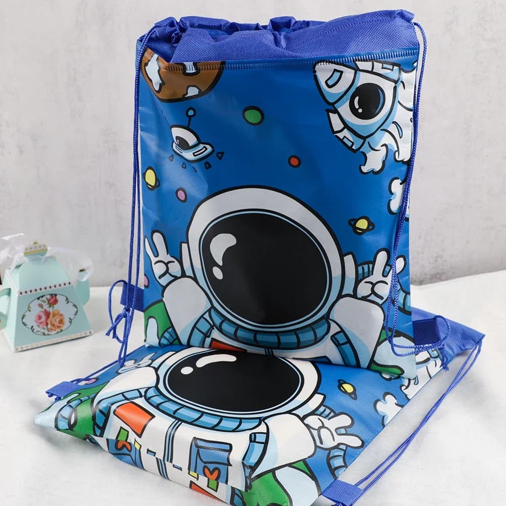 4Pc Cartoon Astronaut festa a tema borse con coulisse zaino scuola borsa portaoggetti per bambini festa di compleanno bomboniere ritorno a scuola regalo