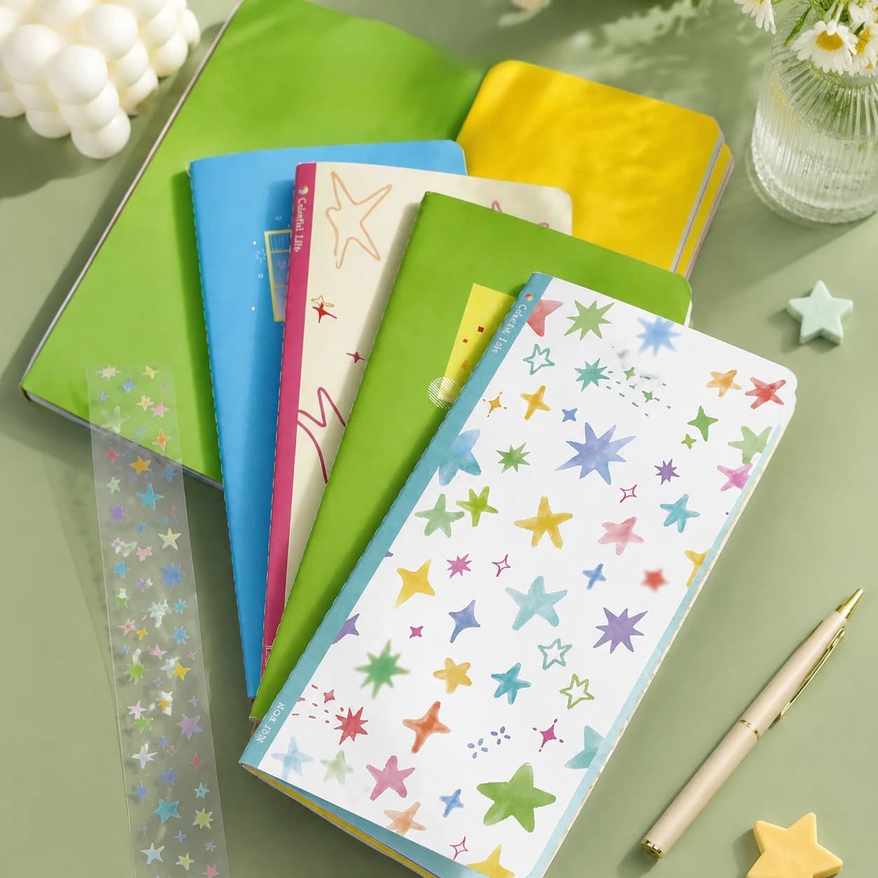 Colorful Star Pattern Traveler Journal Refills Blank Memo Planner Inner Pages Notebook Journal Planner Inner Pages Stationery