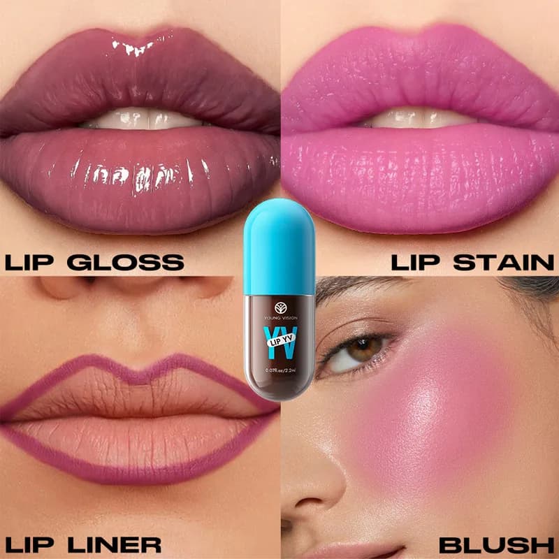Kit labbra 4 in 1, fodera e fard per labbra, set di rossetti liquidi multiuso in 3 colori, impermeabile a lunga durata, set regalo per il trucco