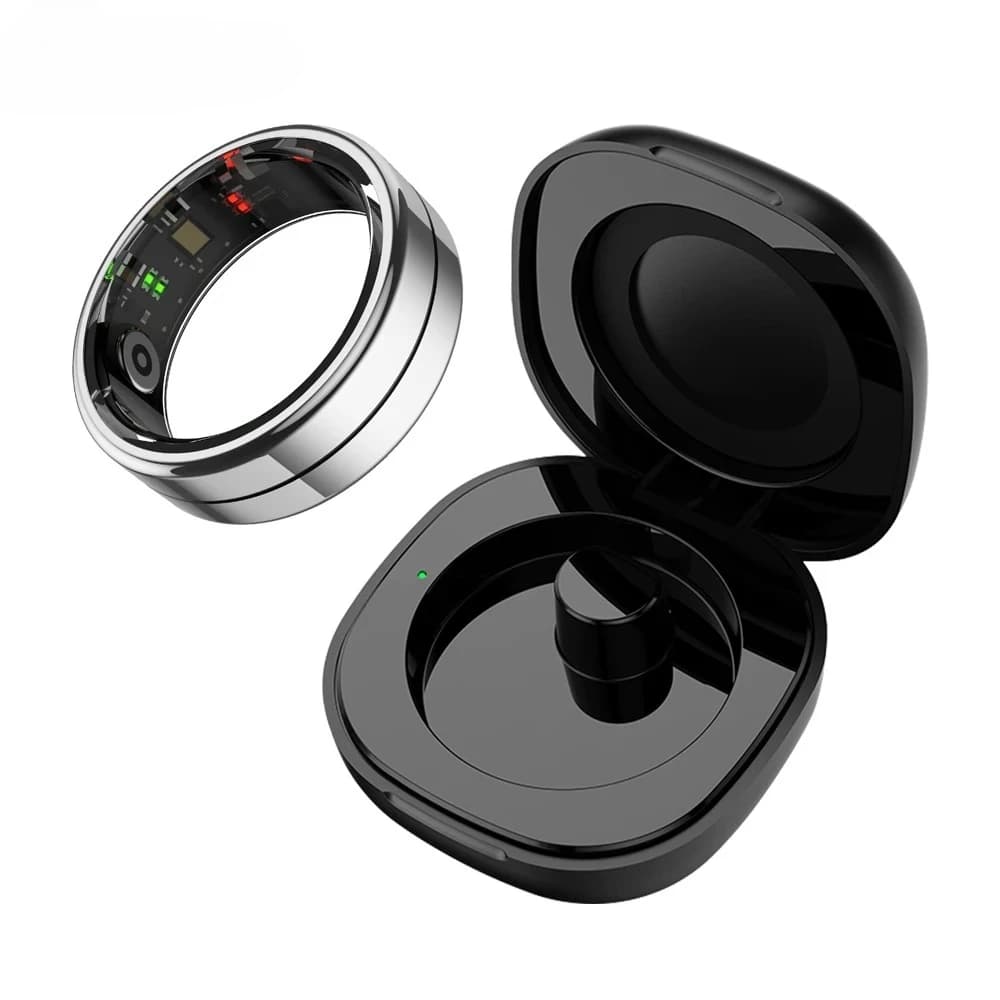 Smart Ring Men Women with Charging Case, Heart Rate Blood Oxygen, 5ATM Waterproof for Android IOS Phone