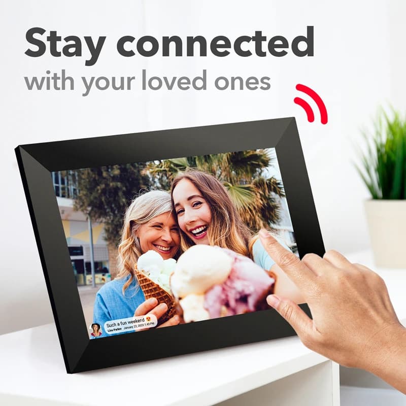 Cornice Digitale WiFi Smart da 10,1 Pollici, 16GB, con Schermo Touch IPS HD 1280x800, Montabile a Parete, Ottimo Regalo