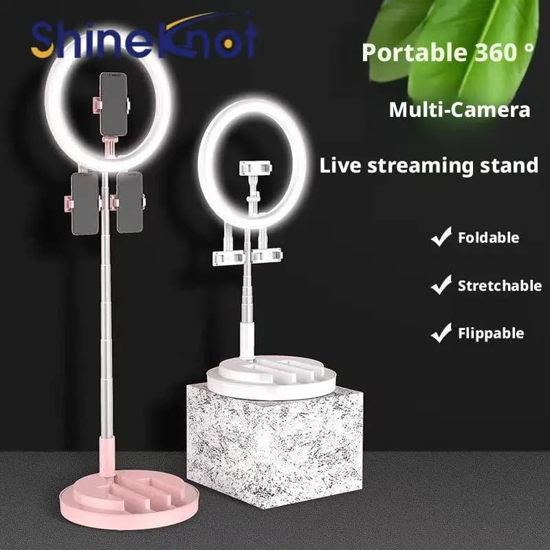 Lampada LED Circolare SHINEKNOT da 12 Pollici per Fotografia, Luce Pieghevole Regolabile per Estetista e Trucco, con Tre Posizioni e Supporto