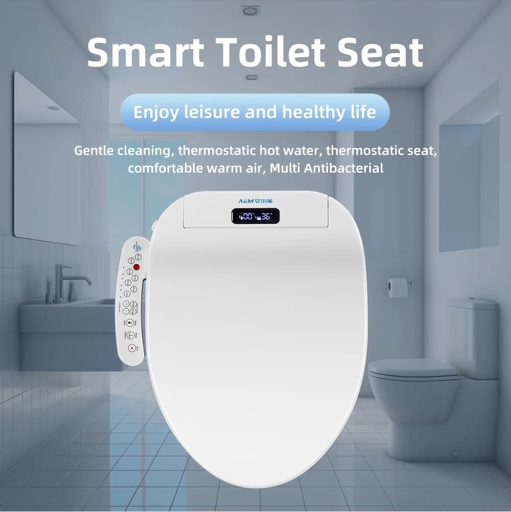 Coprisedile per WC intelligente - Igienico, Risparmio idrico, Multi Spray-Clean, Asciutto, Luce notturna a LED, Schermo di visualizzazione per la vita ecologica