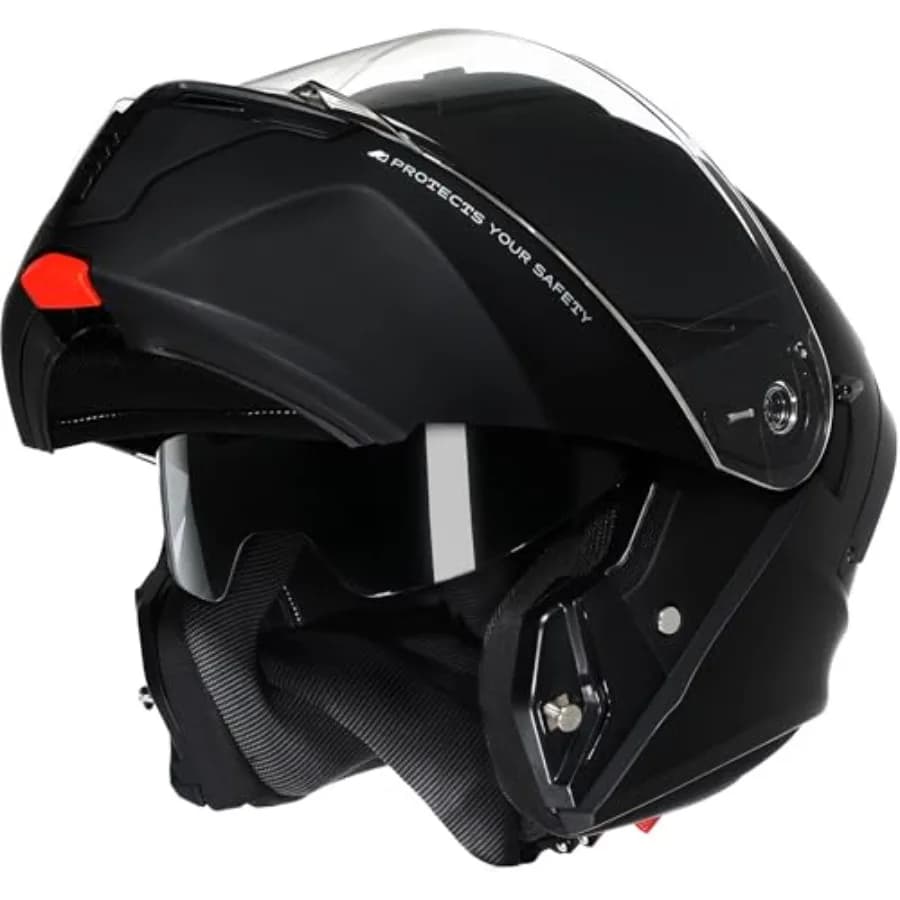 Casco Modulare per Moto Omologato DOT, Casco Integrale Apribile con Doppia Visiera e Protezione Solare per Adulti, Uomini e Donne