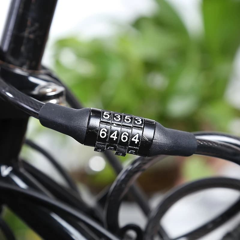 (Estate) Blocco password non modificabile a 4 caratteri per bicicletta da 1 pezzo da 1 m, lucchetto in filo di acciaio, lucchetto antifurto