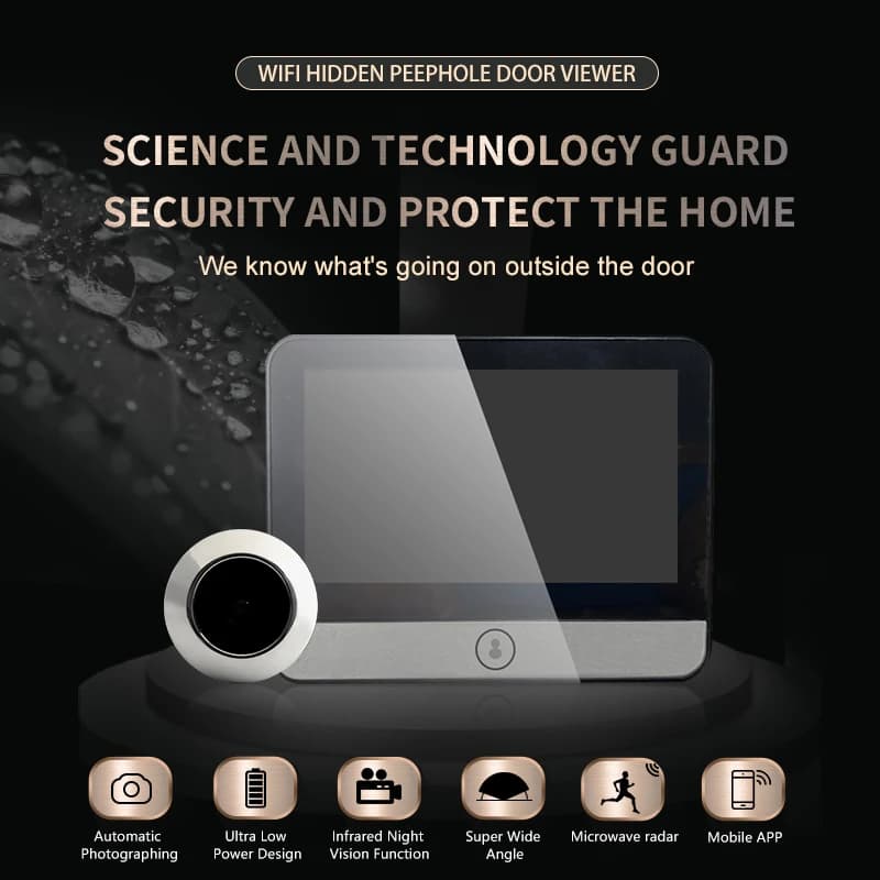 Videocitofono elettronico ad alta definizione da 4,3 "timetro intelligente cat eye visione notturna rilevamento del corpo umano acquisizione automatica video