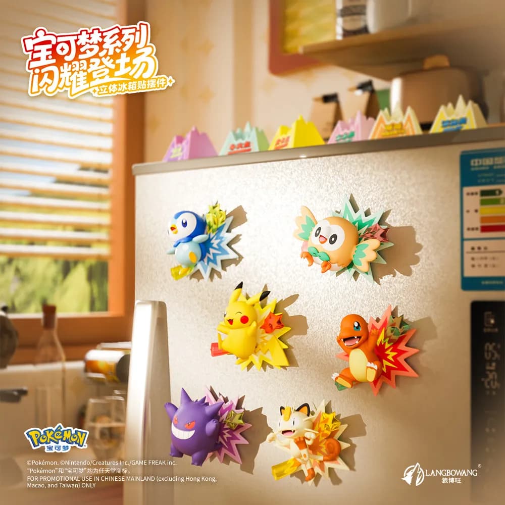 Langbowang Autentico Pokemon Blind Box, Adesivo Magnetico per Frigorifero, Figurina 3D, Ornamento Pikachu Gengar, Decorazione per la Casa, Regalo da Collezione