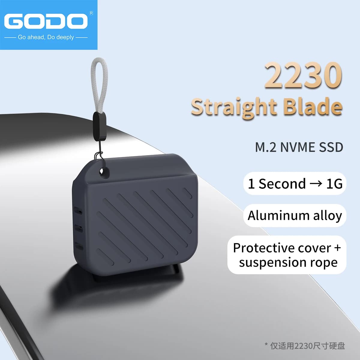 Custodia esterna portatile GODO 2230 Type-C Plug & Play M.2 NVMe SSD per telefono/PC/Mac