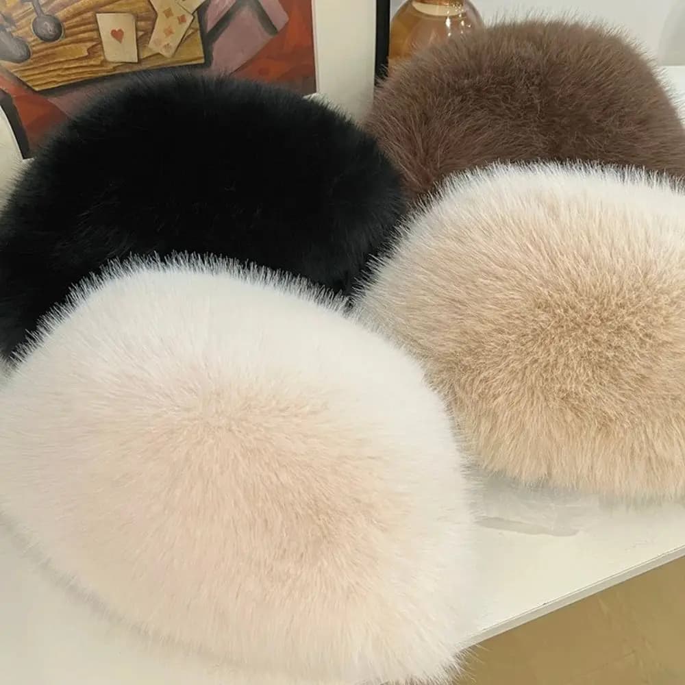 Vendita calda Cappello di pelliccia Donna Calda neve Berretto da sci Donna Pelliccia di volpe sintetica Spessa calda Cappello invernale Lady Antivento Cappello russo Scalda orecchie Cofano