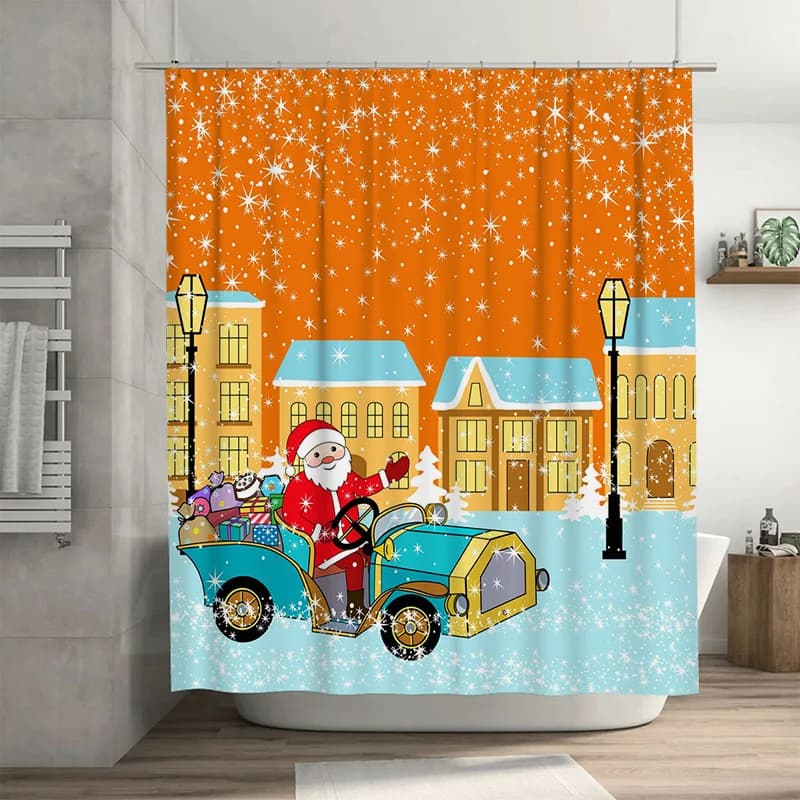 TU Natale Babbo Natale Vacanza Tenda da doccia Festivo Vacanze invernali Decorazioni Set da bagno Decorazioni per la casa in stile moderno